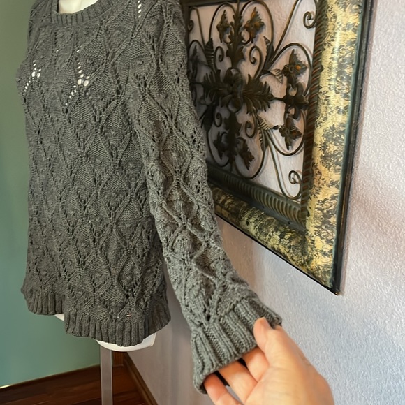 Cool Tommy Hilfiger Diamond Crochet scoop Neck Sweater Color Gray Size S/P - Picture 7 of 11